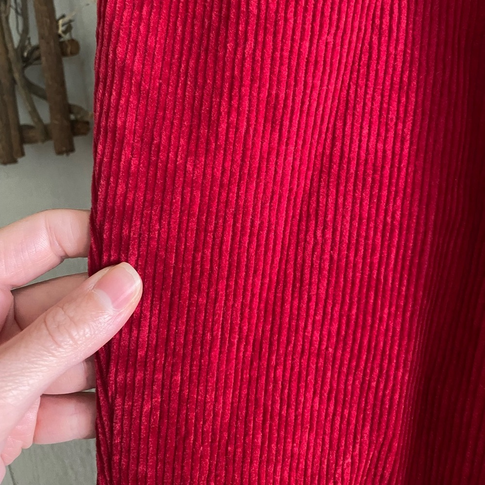 Vintage 80s/90s Women Charter Club Hi-Rise Red Ribbed Corduroy Pleated Pants 12 - Picture 3 of 9